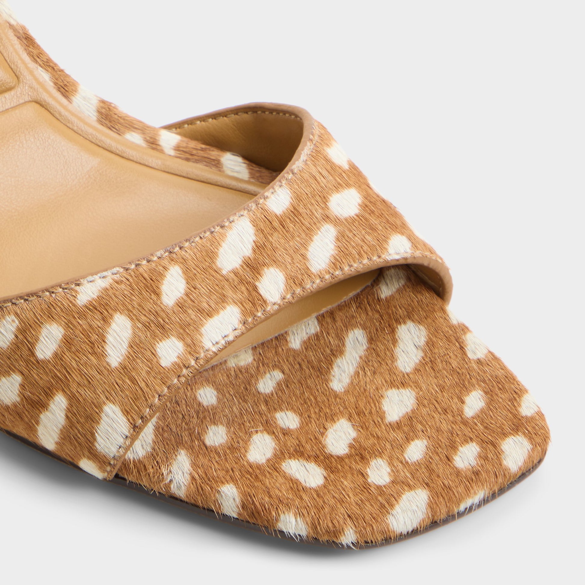 Close-up of the Open brown Ankea Heeled mule