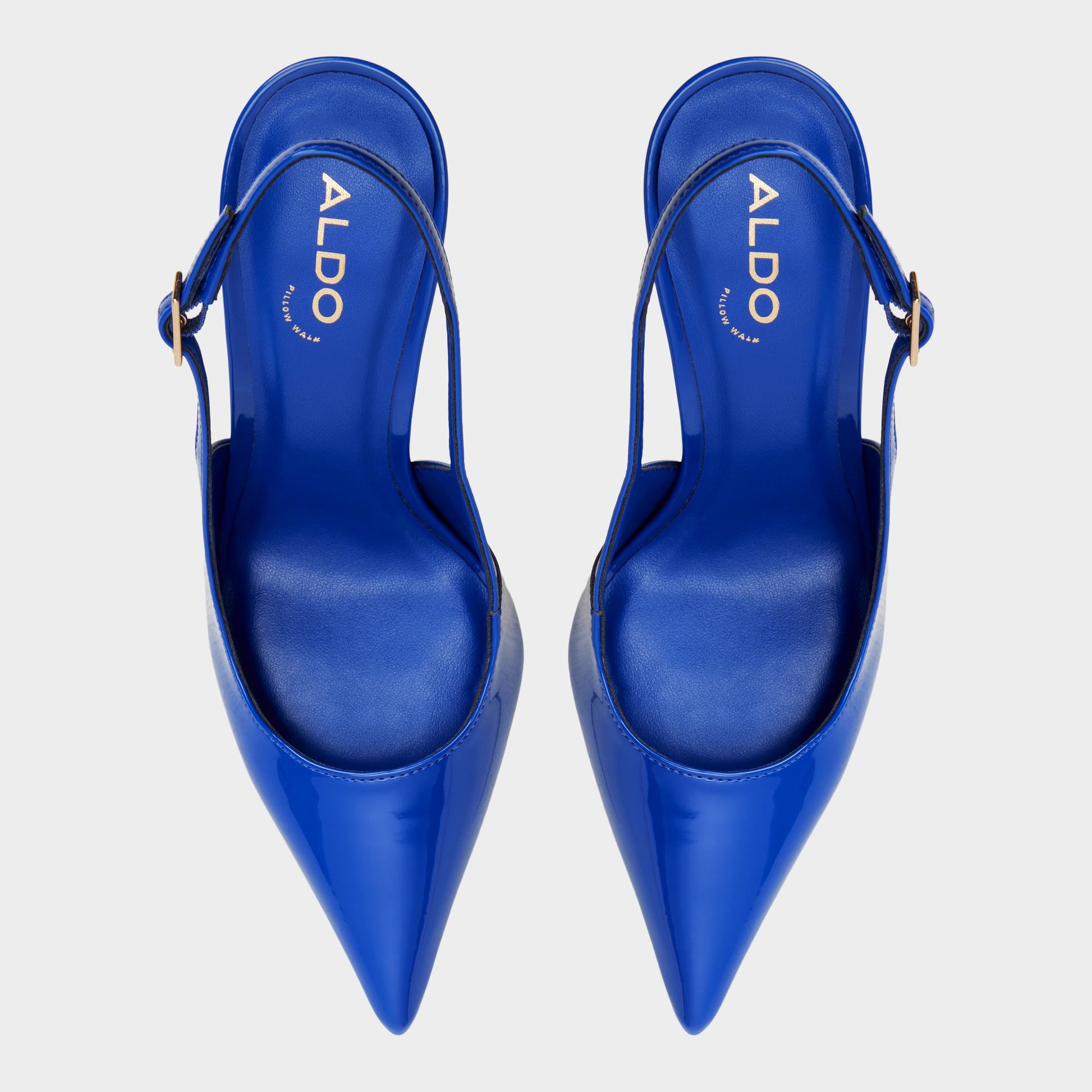 Top-down view of the Cobalt Serrah Slingback kitten heel