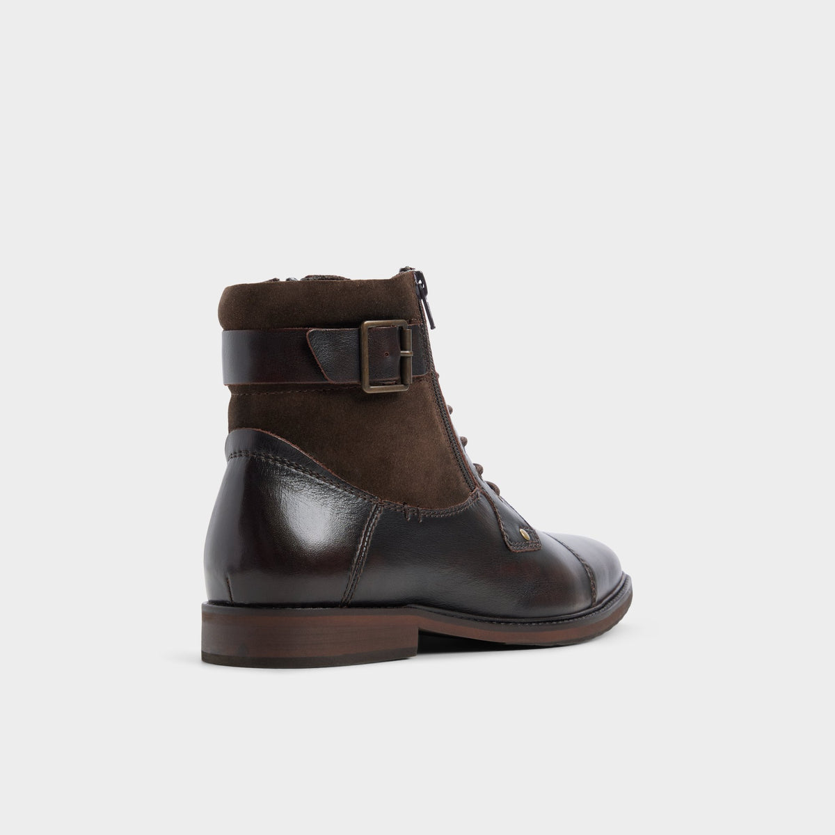 Three-quarter angle of Dark brown Constantine Lace-up boot's back side