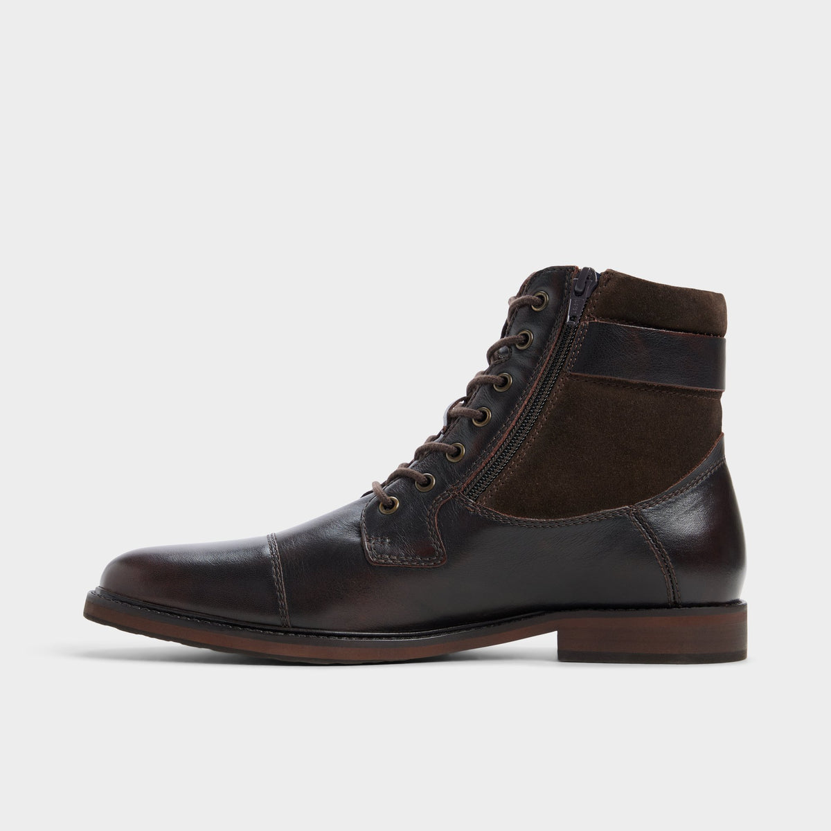 Side view of Dark brown Constantine Lace-up boot