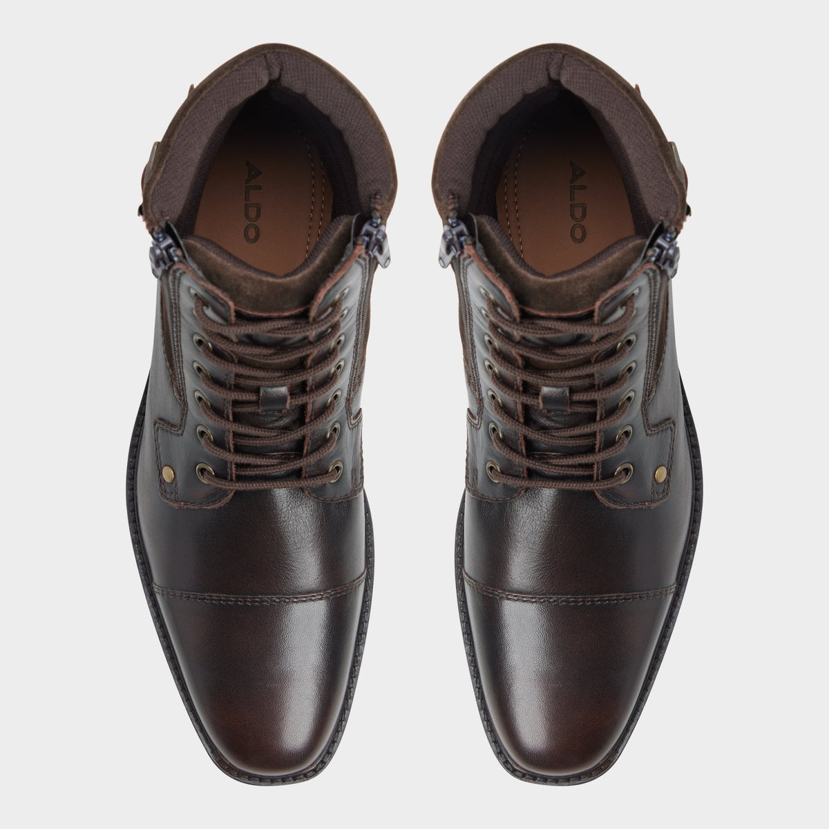 Top-down view of the Dark brown Constantine Lace-up boot