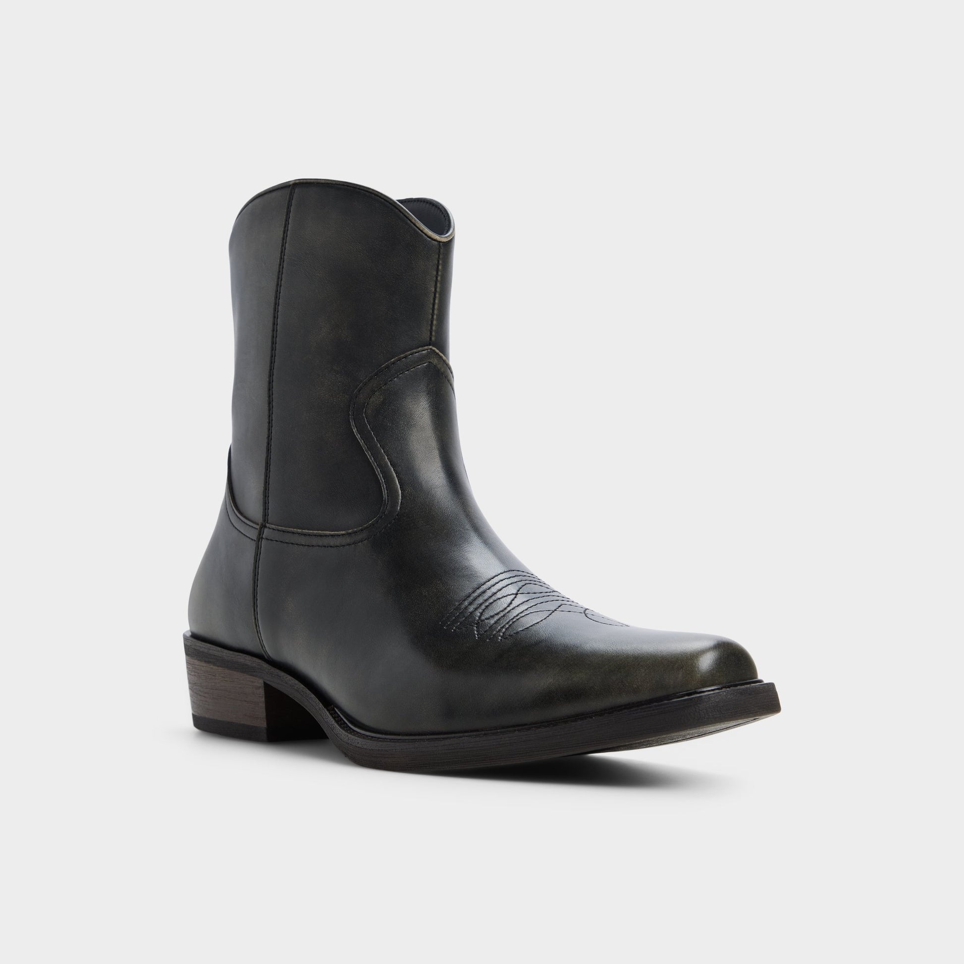 Three-quarter angle of Dark grey Wally Ankle boot's front side