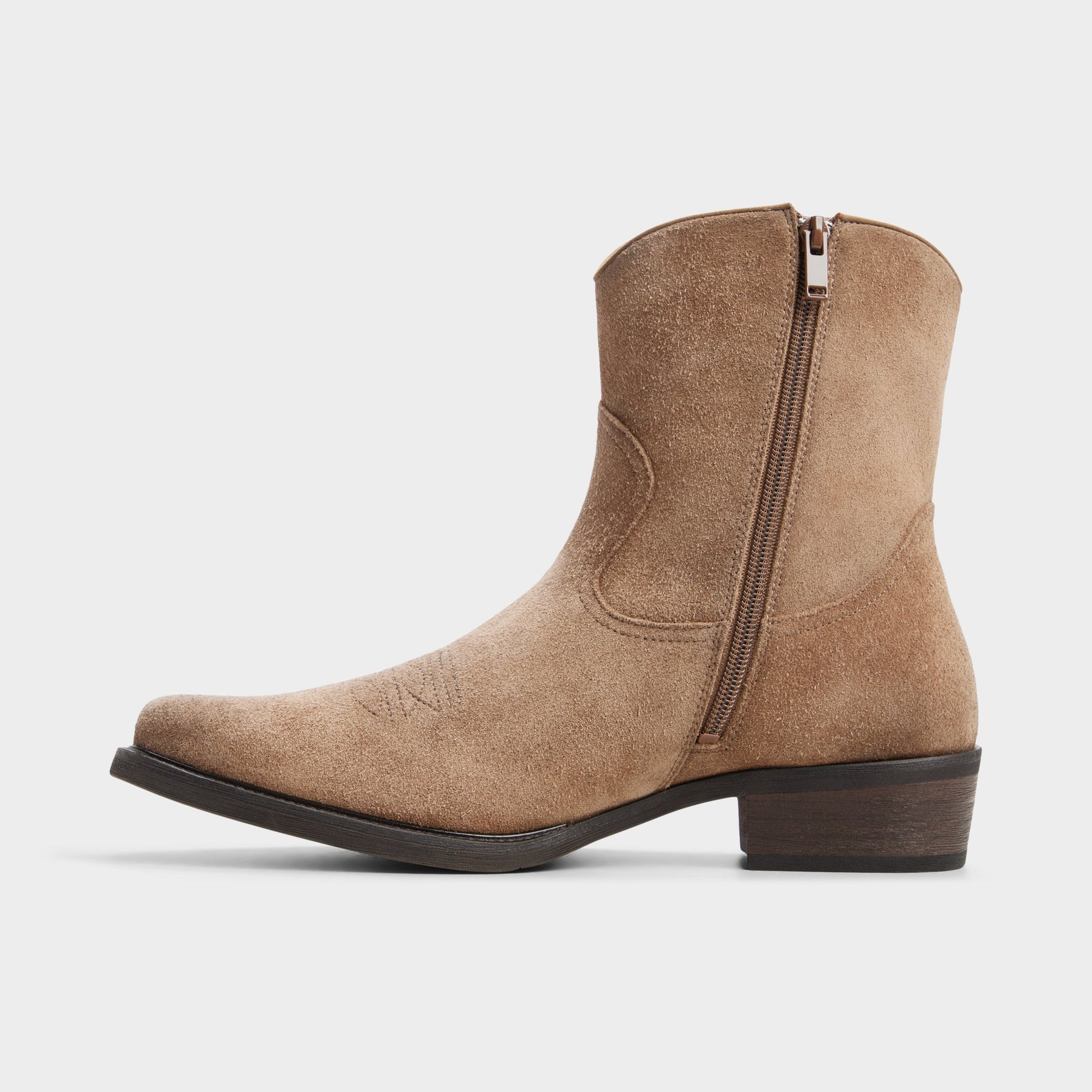 Side view of Taupe Wally Ankle boot
