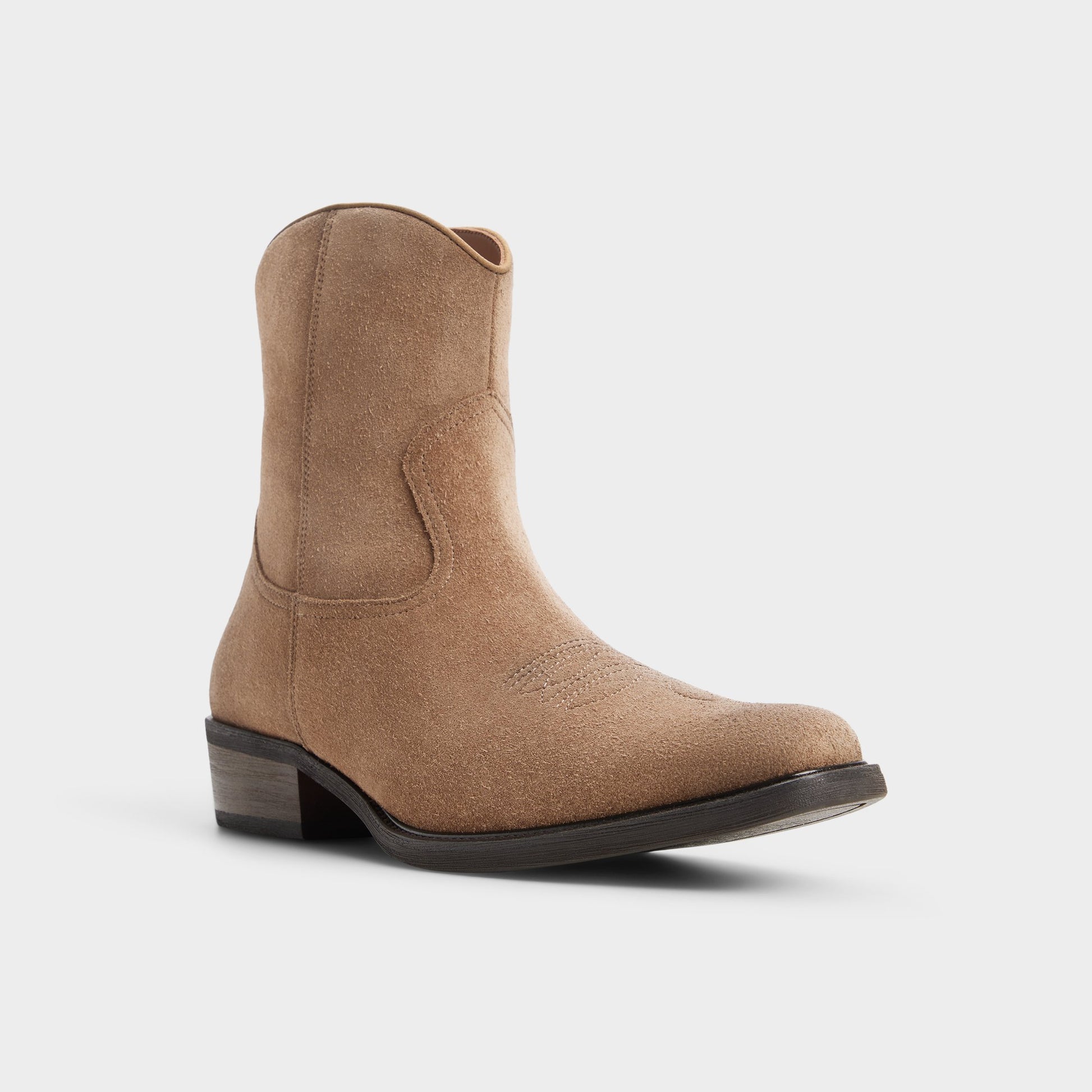 Three-quarter angle of Taupe Wally Ankle boot's front side