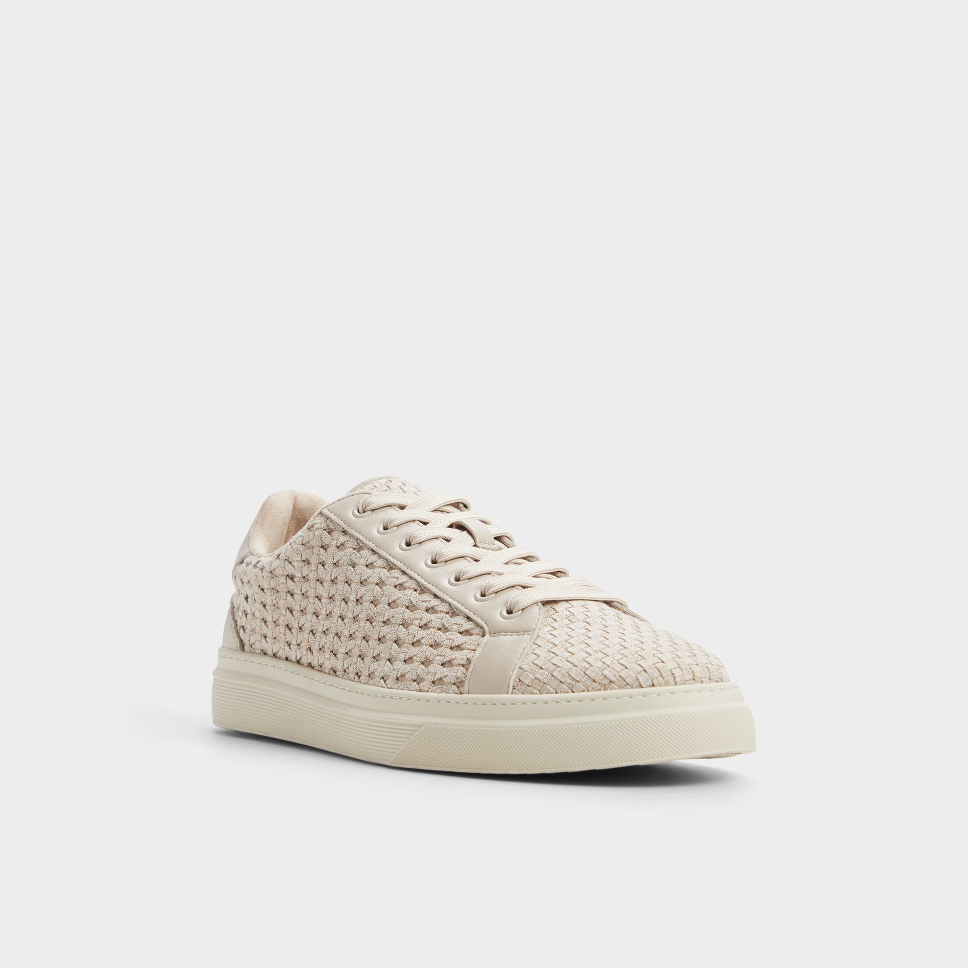 Three-quarter angle of Taupe Carsen Low top sneaker's front side