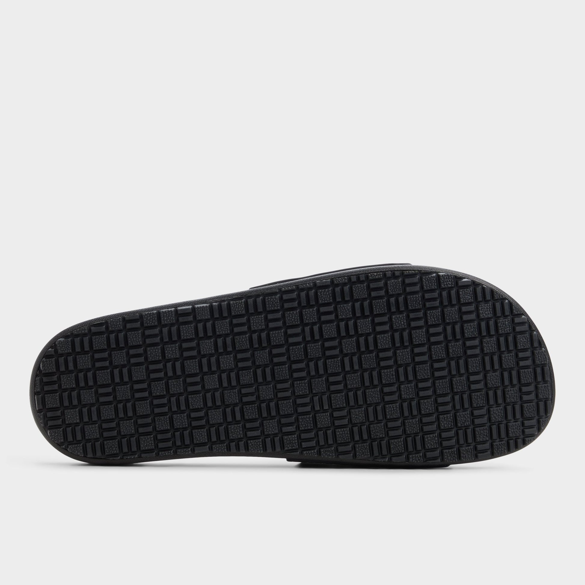 View of Black Brax Slide sandal's sole