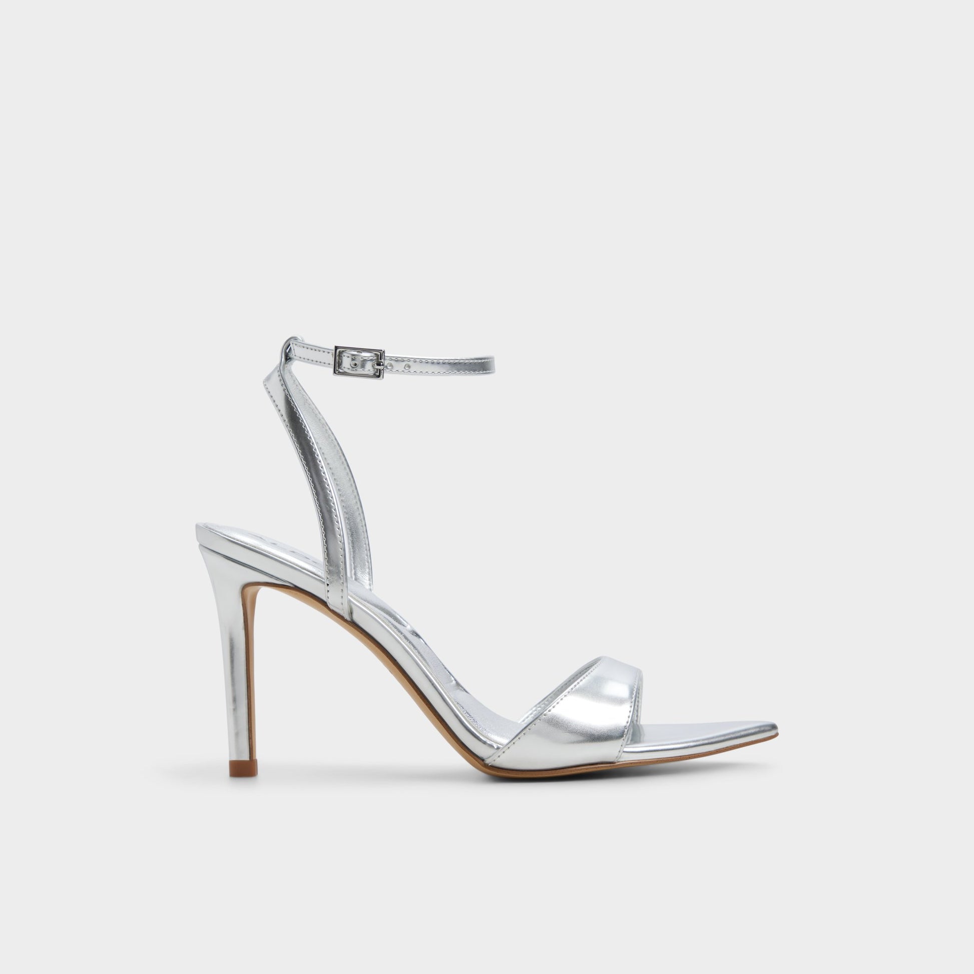 Main View of Silver Leandra Strappy heeled sandal for Womens