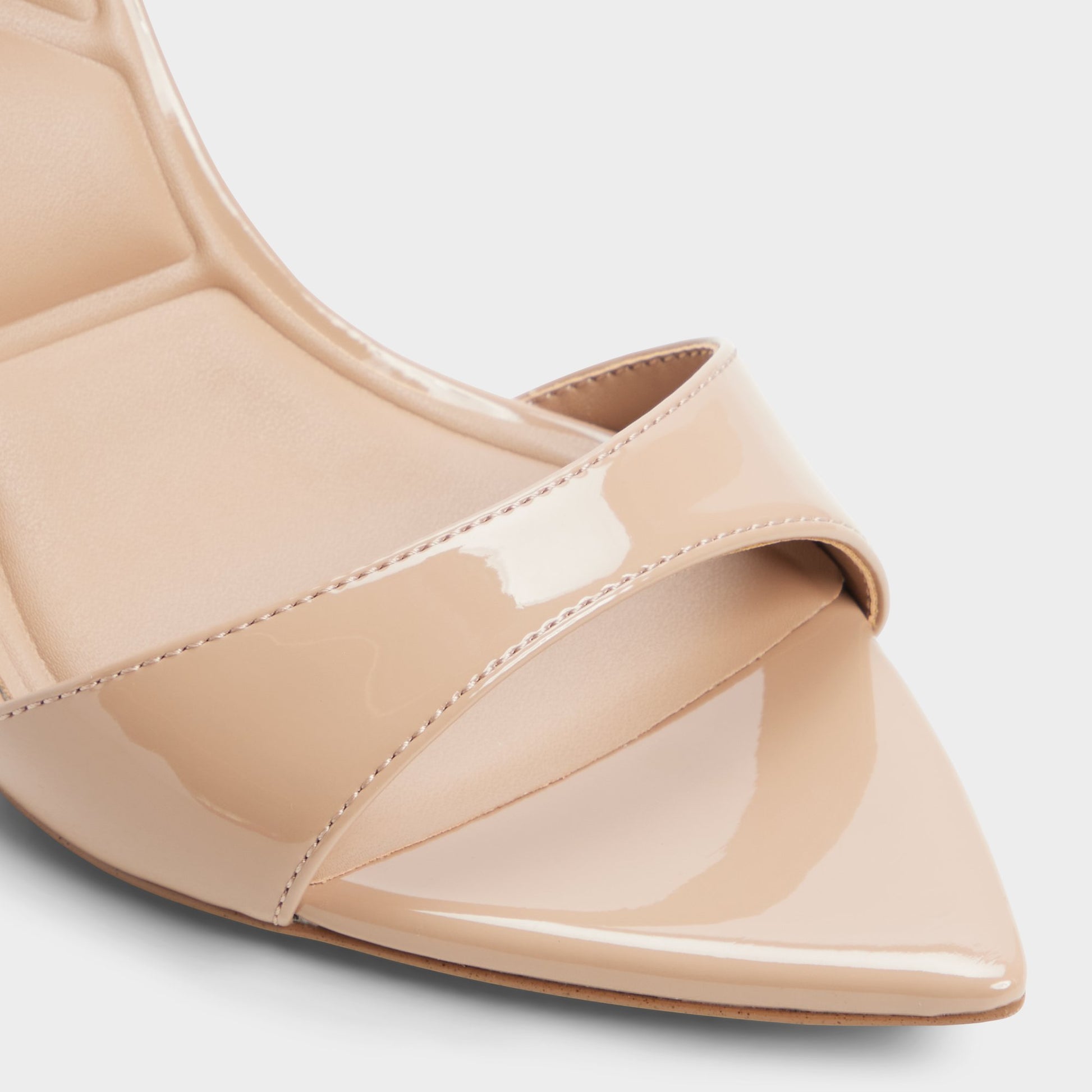 Close-up of the Beige Leandra Strappy heeled sandal