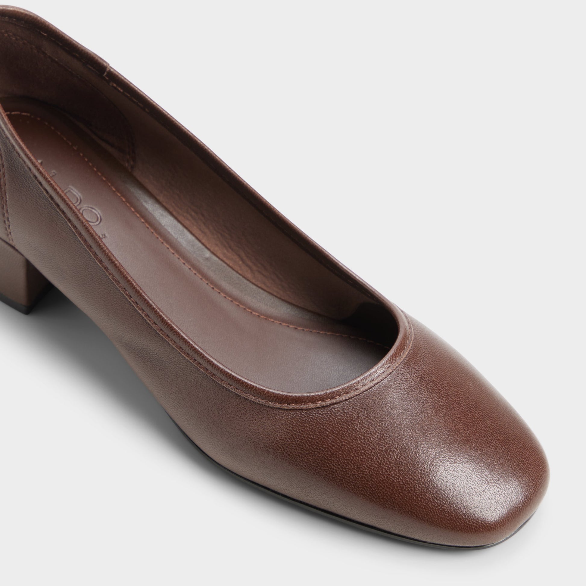 Three-quarter angle of Dark brown Norrey Ballerina's front side
