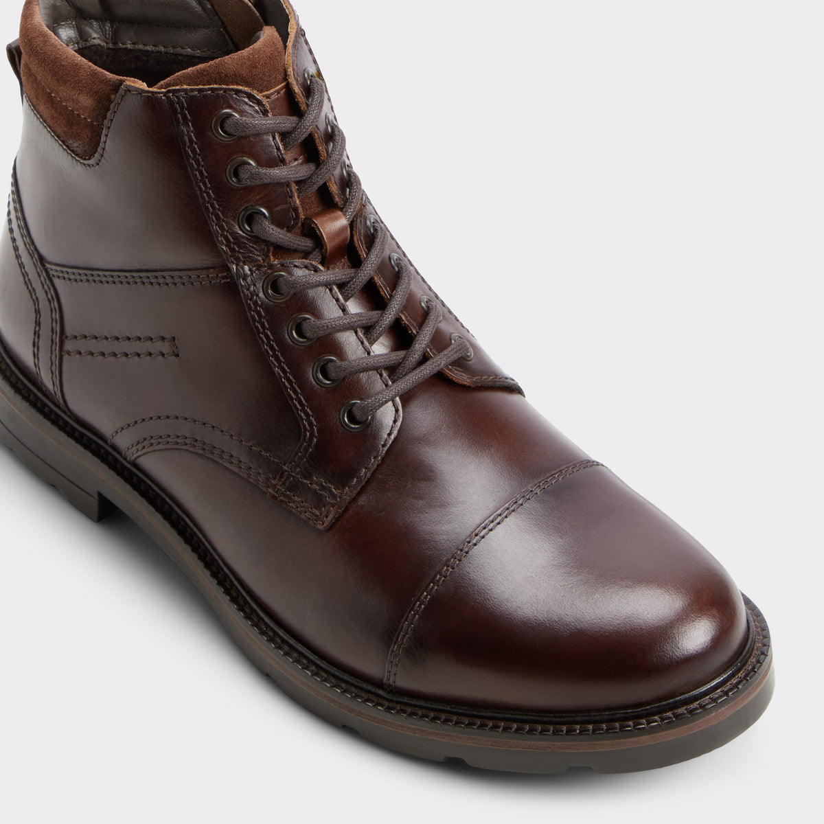 Three-quarter angle of Brown Antoni Lace-up boot's front side