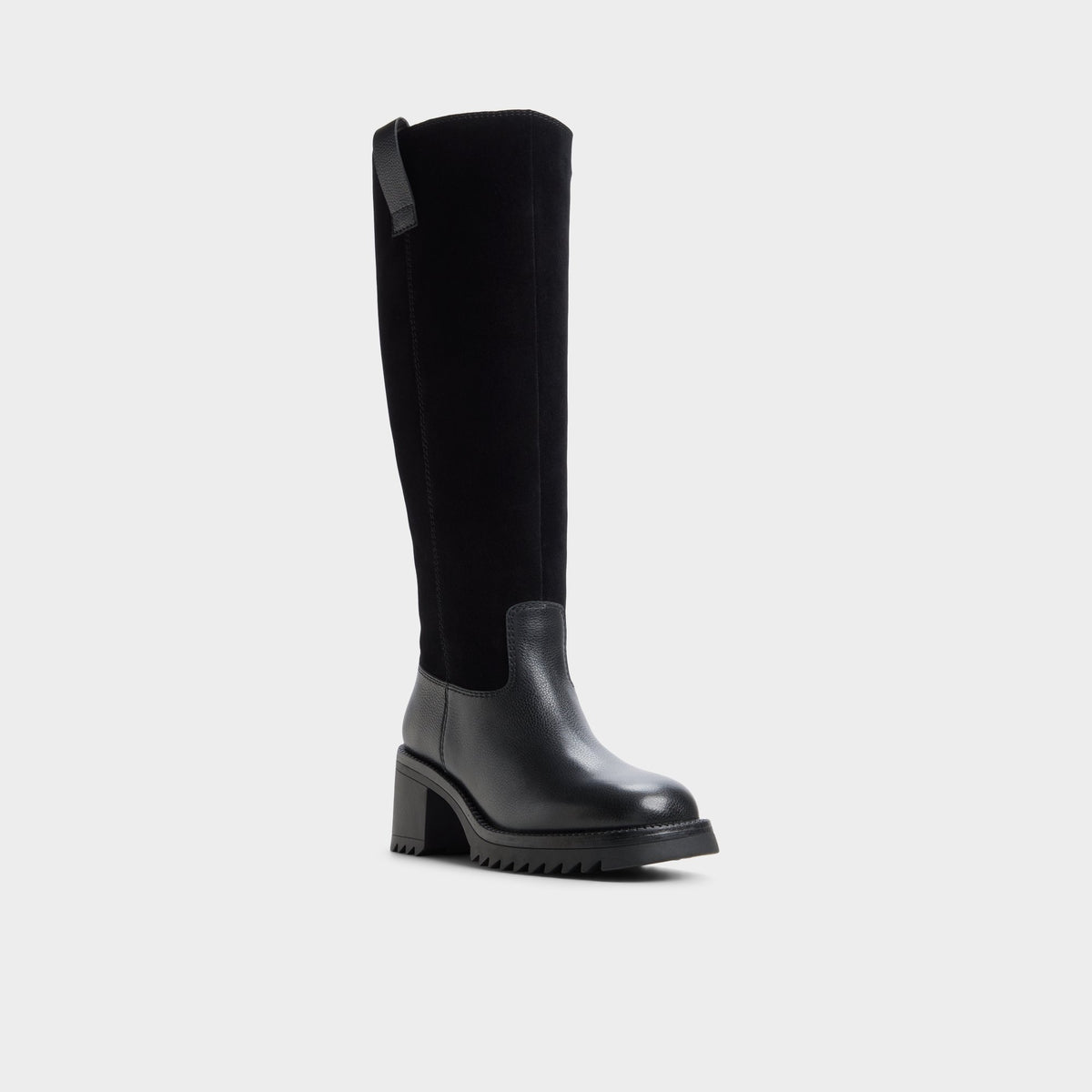 Three-quarter angle of Black Julina Knee-high boot's front side