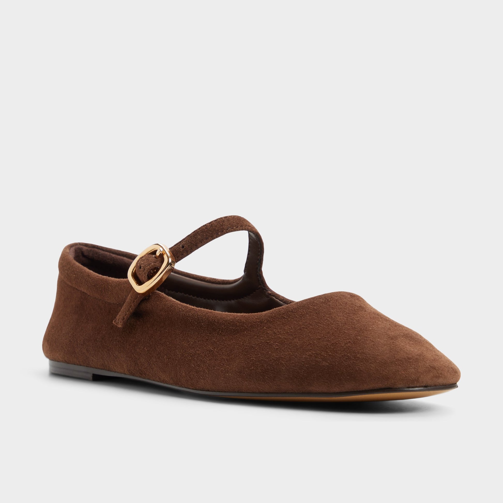 Three-quarter angle of Dark brown Maryjenna Ballerina's back side