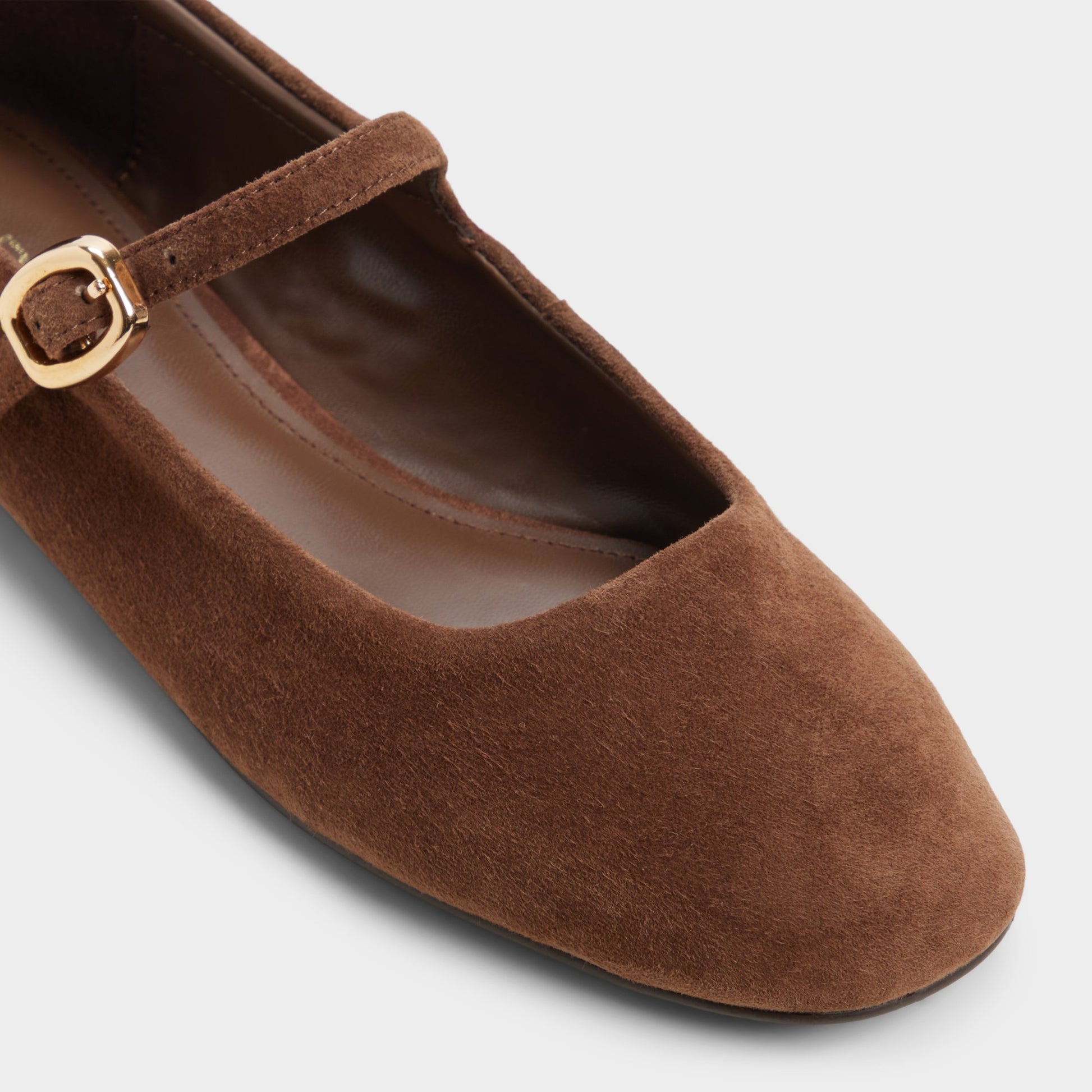 Three-quarter angle of Dark brown Maryjenna Ballerina's front side