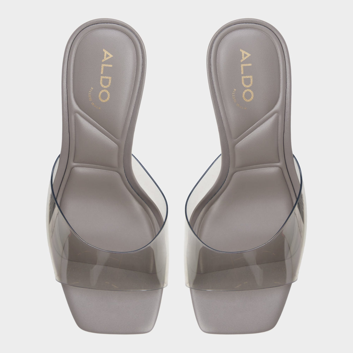 Top-down view of the Grey Eleono Heeled mule