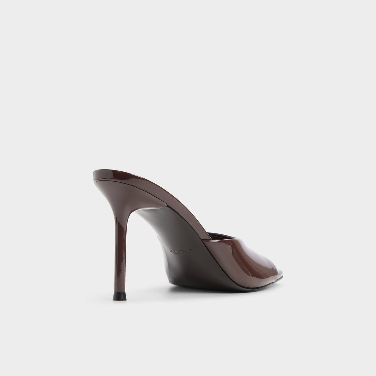 Three-quarter angle of Dark brown Eleonie Heeled mule's back side