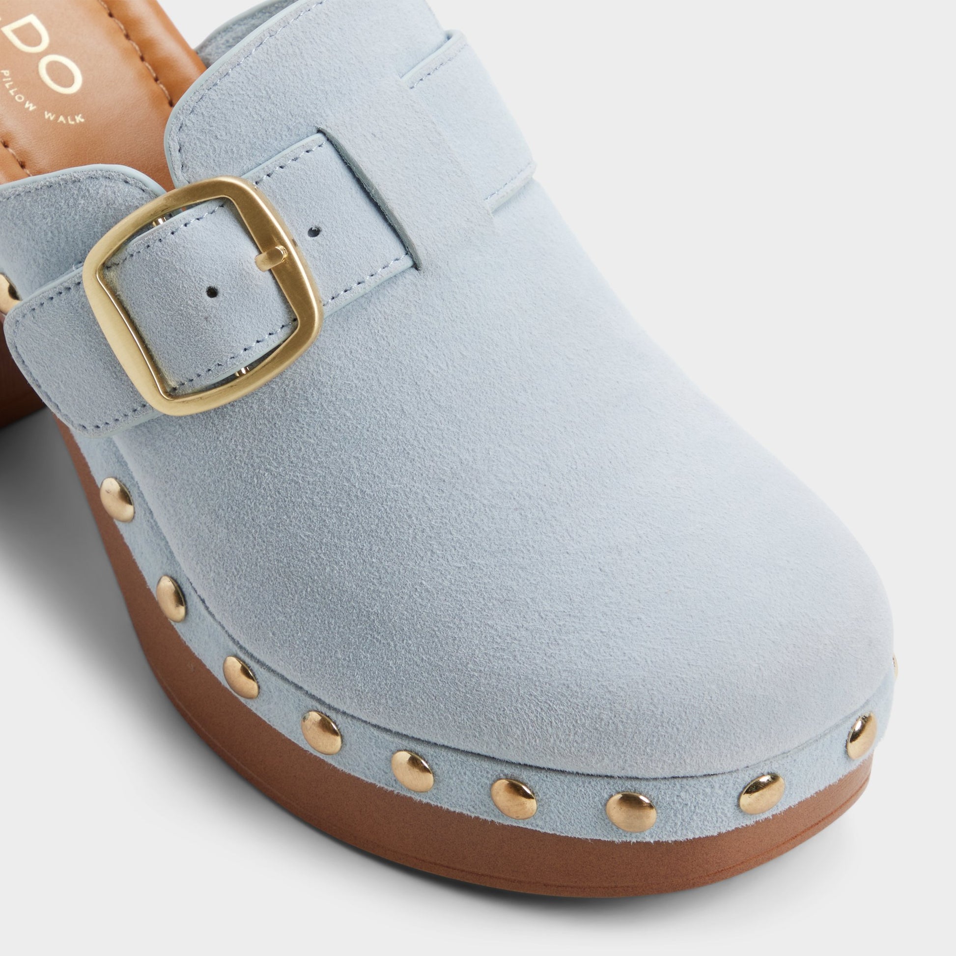 Three-quarter angle of Sand Miloria Mule's front side