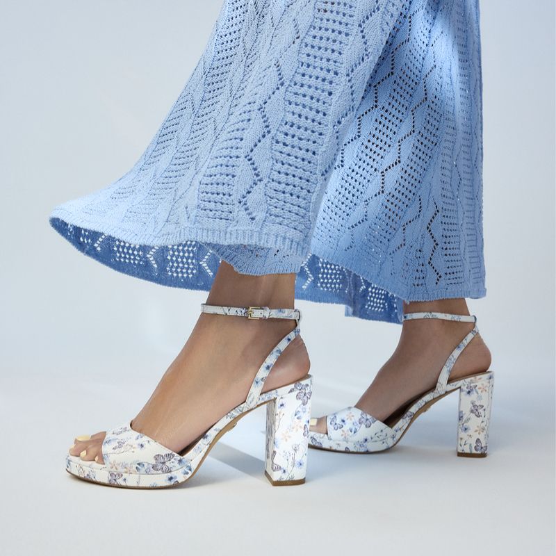 Women's white floral Gracious platform heels