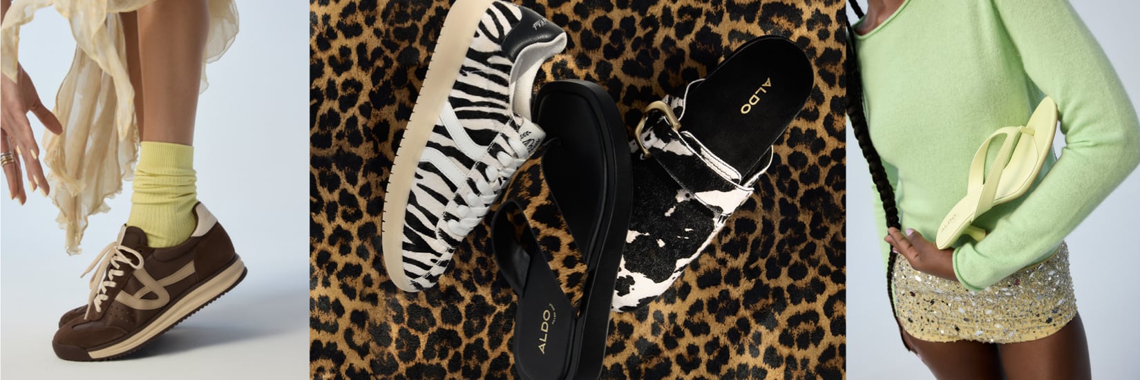 Cluster of women's sneakers and sandals